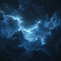 Cosmic clouds of deep space, luminous and starry.