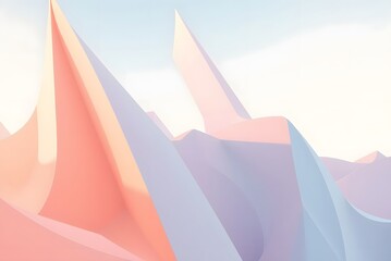 Abstract Pastel Mountainscape Soft Pink and Blue 3D Background for Design Projects
