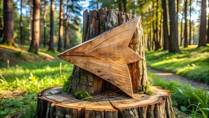 Wooden Arrow Signpost in Forest