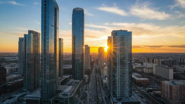 City skyline sunset view