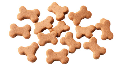 Bone Shaped Dog Treats and Pet Food Biscuits Isolated on Transparent Background


