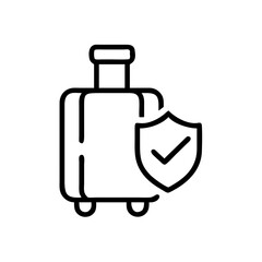 Obraz premium Luggage with shield icon representing insurance coverage concept 