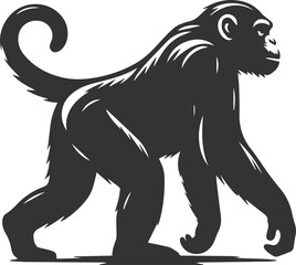 Black isolated artwork vector silhouette of a chimpanzee