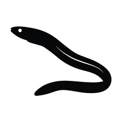 eel vector silhouette icon - ideal for fishing logos, seafood icons, and aquatic-themed graphics.