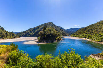 Naklejka premium Beautiful scenery at Buller River, South Island, New Zealand