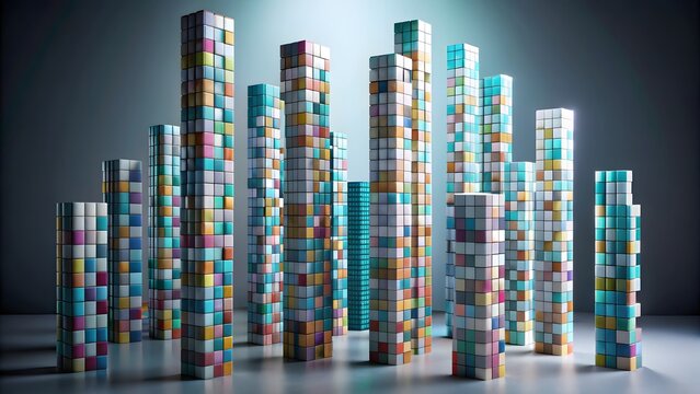 Abstract Colorful Block Towers
