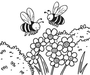 Bee honey hunting in garden from flower 2