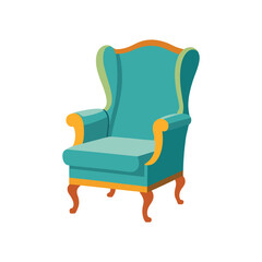 wing back chair furniture vector art illustration