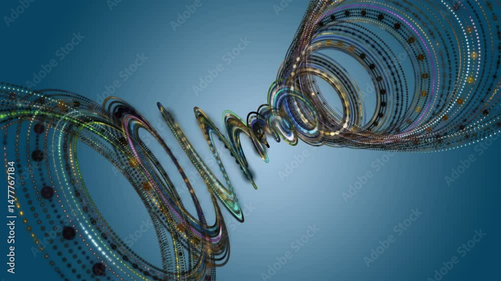 Poster fantastic video animation with particle stripe object in slow motion, 4096x2304 loop 4k