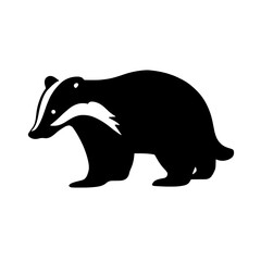 Minimalist black silhouette of a badger on a white background