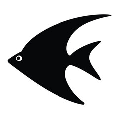 Obraz premium flying fish vector silhouette icon - ideal for fishing logos, seafood icons, and aquatic-themed graphics.