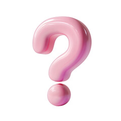 Naklejka premium 3d glossypink and white question mark, isolated over transparent background, PNG cut-out 