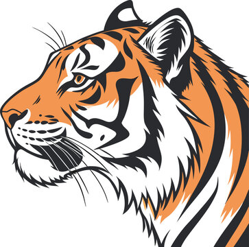 Colored Tiger Face Design Illustration. Creative Colored Tiger Face Art. Unique Colored Tiger Face Design. Colorful Tiger Face Graphic Design
