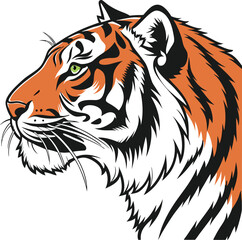 Colored Tiger Face Design Illustration. Creative Colored Tiger Face Art. Unique Colored Tiger Face Design. Colorful Tiger Face Graphic Design