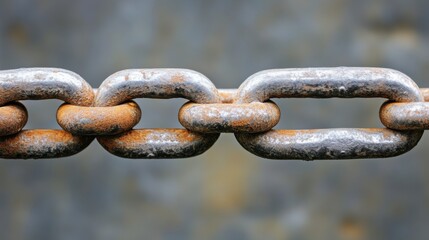 Fototapeta premium Macro Shot of a Rusty Metal Chain Links Showing Texture and Detail Industrial Strength and Connection Concept