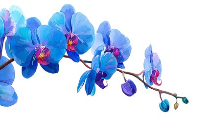 teal watercolor orchids with swirling petals and splashes of color fading into white space