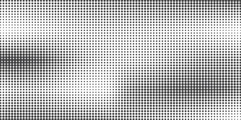 Grunge halftone gradient background. Faded grit noise texture. White and black sand wallpaper. Retro pixelated backdrop. Anime or manga style comic overlay. Vector graphic design textured template