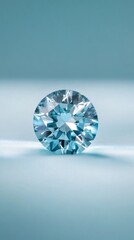 Fototapeta premium Sparkling Aquamarine Gem Close Up on Soft Blue Background for Jewelry Design and Luxury Concepts Studio Shot