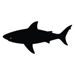 great white shark vector silhouette icon - ideal for fishing logos, seafood icons, and aquatic-themed graphics.