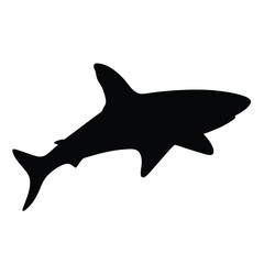 great white shark vector silhouette icon - ideal for fishing logos, seafood icons, and aquatic-themed graphics.