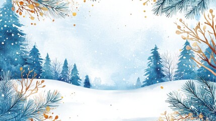 Winter background vector. Hand painted watercolor drawing for Christmas and Happy New Year season. Background design for invitation, cards, social post, ad, cover, sale banner and invitation. illustr