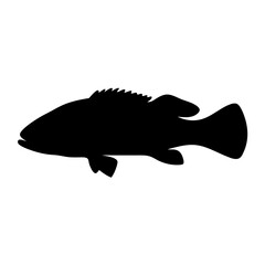 grouper vector silhouette icon - ideal for fishing logos, seafood icons, and aquatic-themed graphics.