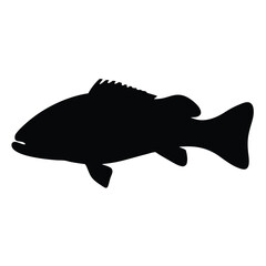 grouper vector silhouette icon - ideal for fishing logos, seafood icons, and aquatic-themed graphics.