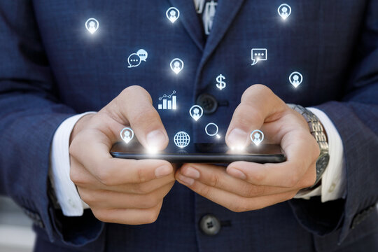 Businessman using smartphone for digital communication
