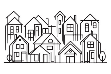 Unique Line Art Townscape Vector Illustration for Creative Projects