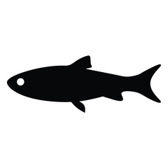 hake vector silhouette icon - ideal for fishing logos, seafood icons, and aquatic-themed graphics.