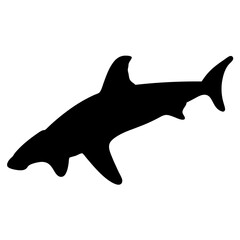 hammerhead shark vector silhouette icon - ideal for fishing logos, seafood icons, and aquatic-themed graphics.