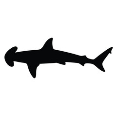 hammerhead shark vector silhouette icon - ideal for fishing logos, seafood icons, and aquatic-themed graphics.