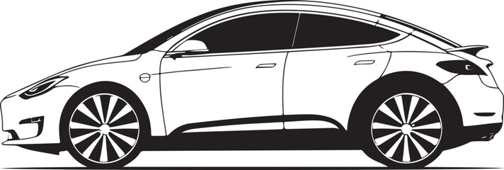 Modern Electric Car Silhouette Vector
Stylish Sedan Vehicle Clipart &ndash; Side View SVG
Black and White Sports Car Outline Graphic