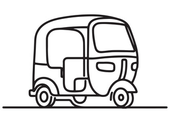Auto Rickshaw Three Wheeler Tuk Tuk Line Art Illustration Template