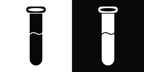Outline Illustration of Test Tube with Measurement Markings on Black and White Background