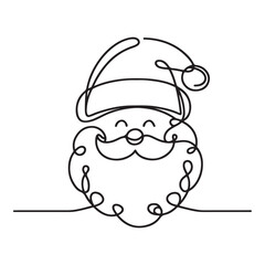 Simple Silhouette Line Art Illustration of Santa Claus Face