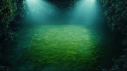 Obraz premium Enchanted Forest Clearing with Soft Light and Mist for Magical Atmosphere and Tranquil Outdoor Scenes