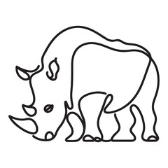Single Line Drawing of a Rhino Artistically Capturing Strength and Wildness