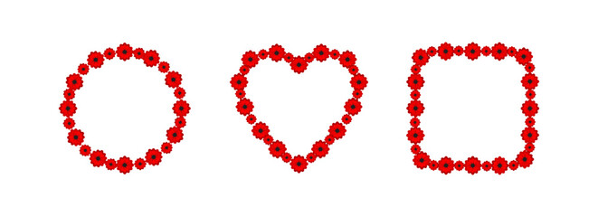 Poppy Frame Shape Set - Circle, Heart, Rectangle Borders
Memorial Day Poppy Border Designs for Remembrance
