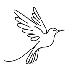Elegant Flying Bird One Line Art Illustration Vector Silhouette