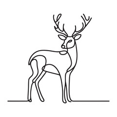 Single Line Deer Artwork Graceful Animal Illustration Continuous Drawing