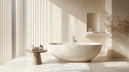Sun-drenched Sanctuary: An Elegant and Serene Bathroom Retreat with Striking Light