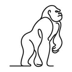 Majestic Gorilla Illustration Continuous Line Art Design Ideal for Wildlife Enthusiasts