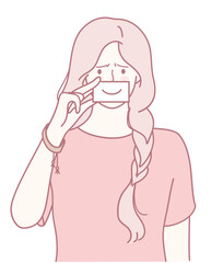 A vibrant and playful illustration depicts a person cheerfully mimicking a smiley face using a card for fun