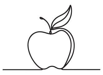 Elegant Single Line Apple Vector Graphic Presenting Fruit Silhouette