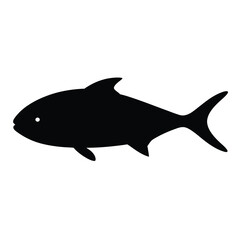 jack crevalle vector silhouette icon - ideal for fishing logos, seafood icons, and aquatic-themed graphics.