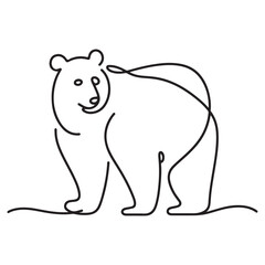 Continuous line drawing of a bear minimal art vector illustration