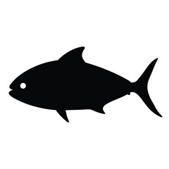 jack crevalle vector silhouette icon - ideal for fishing logos, seafood icons, and aquatic-themed graphics.