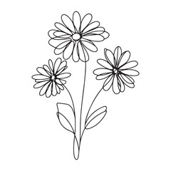 Charming One line drawing art illustration of a bunch of flower