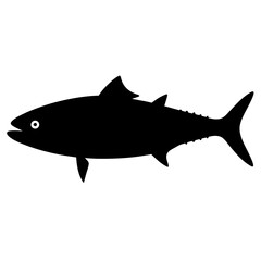 king mackerel vector silhouette icon - ideal for fishing logos, seafood icons, and aquatic-themed graphics.